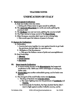 Preview of Italian Unification Notes/ outline