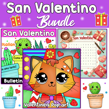 Preview of Italian Valentine's Day Bundle - Craft, Bulletin Board, Coloring, Writing.