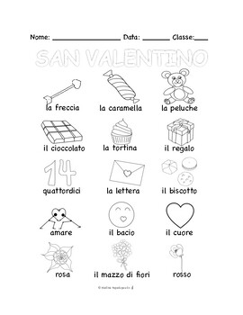 Preview of Italian Valentine's Day COLORING & HANDWRITING PAGES