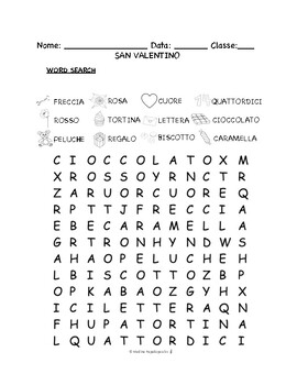 Preview of Italian Valentine's Day PUZZLES & WORKSHEETS | Crossword, Matching, Word search