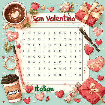 Preview of Italian Valentine’s Day Word Search and Maze Games - San Valentino