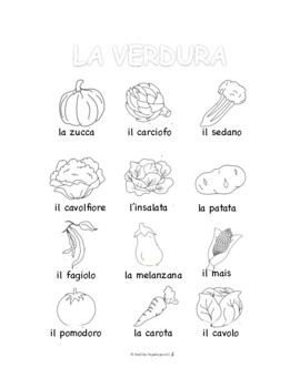 Italian Vegetables COLORING & HANDWRITING PAGES by Madina Papadopoulos