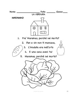 Preview of Italian Vegetables SONG & COLORING PAGE | Maramao