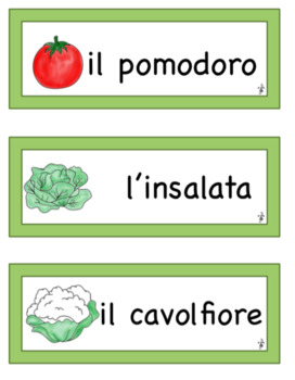 Preview of Italian Vegetables WORD WALL