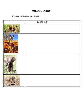 Preview of Italian Vocabulary: Animals / Gli animali