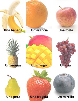 Preview of Italian Vocabulary Cards AND Flashcards- 99 different foods!