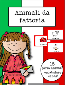 Preview of Italian Vocabulary Cards - Farm Animals (Animali da fattoria)