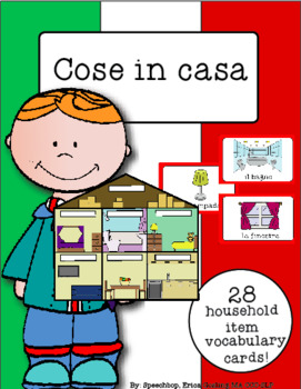Preview of Italian Vocabulary Cards - Household Items (Cose in casa)