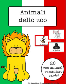 Preview of Italian Vocabulary Cards - Zoo Animals (Animali dello zoo)