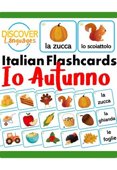 Preview of Italian Vocabulary Flashcards - Autumn Fall Season and Thanksgiving