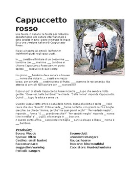 Preview of Italian Vocabulary: Little Red Riding Hood / Cappuccetto Rosso (Fill in the gap)