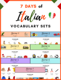 Italian Vocabulary Sets -- 7 Days, 70 Words, 7 Verbs