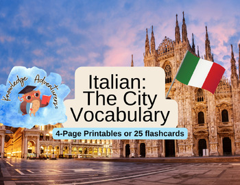 Preview of Italian Vocabulary: The City Printables or Flashcards