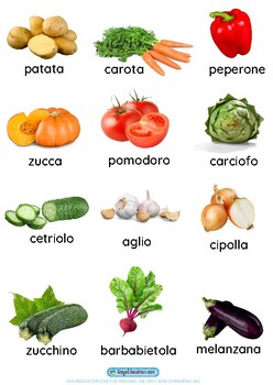 Preview of Italian Vocabulary Vegetables La verdura