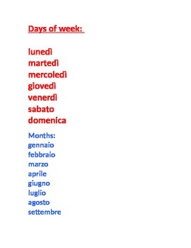 Preview of Italian Word Wall