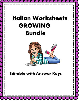 Preview of Italian Worksheets GROWING Bundle: 13+ @45% off! (Italiano / fogli di lavoro)