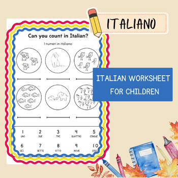 Preview of Italian Worksheets for KIDS - Numbers