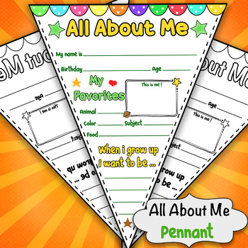Preview of Italian and english All About Me Pennant - Back to School Activity Bundle