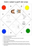 Italian cootie catcher Body parts, numbers and colors colo