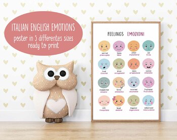 Preview of Italian & english emotions - Bilingual preschooler and toddler feelings poster