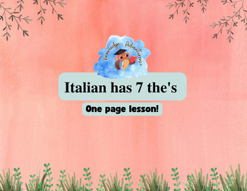 Preview of Saying the 7 the's in Italian: la, le, il, i, l', lo, gli