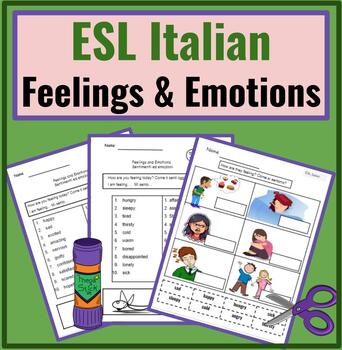 Preview of Italian to English ESL Newcomer Activities- Adjectives- Feelings & Emotions