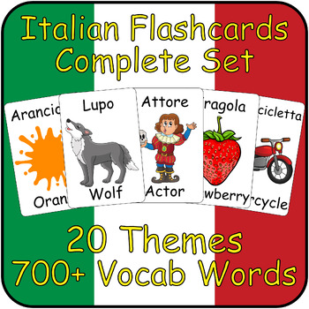 Preview of Italian to English Vocab Learning Flashcards: Essential Vocabulary for Kids