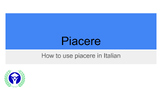 Italian verb "piacere" worksheet and paragraph
