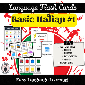 Preview of Italian/English Flashcards - 100 Simple Terms