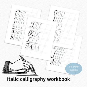 Preview of Italic Calligraphy Practice Sheet, Italic Alphabet Tracing Practice For Beginner