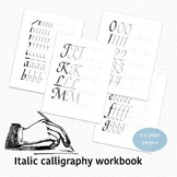 Italic Calligraphy Practice Sheet, Italic Alphabet Tracing