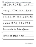 Italic Handwriting Practice Sheet