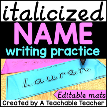 Preview of Italicized Writing Name Practice Mats