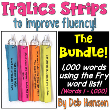 Preview of Italics Sentence Strips BUNDLE for a Fluency Center in Print and Digital