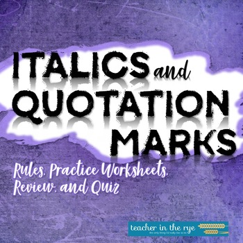 Preview of Italics and Quotation Marks Grammar Mechanics for Middle or High School