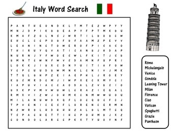 Italy Worksheet | Italy Activity | Italy Word Search | Learn About Italy