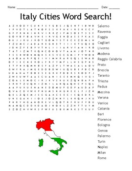 Preview of Italy Cities Word Search!