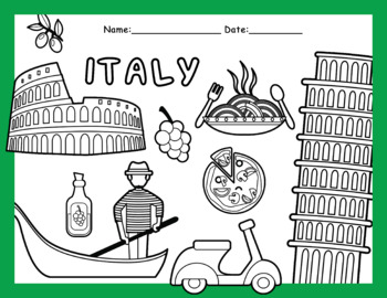 Preview of Italy Coloring Page for Kids