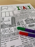 Italy Graphic Organizer & Coloring Pages - One Pager for A