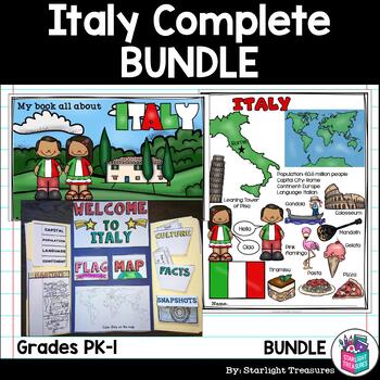 Preview of Italy Complete Country Study for Early Readers - Italy Country Bundle