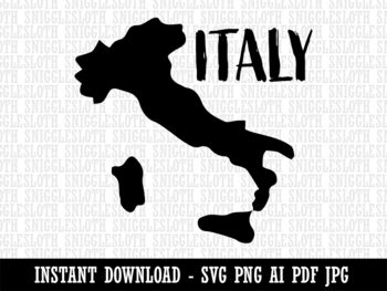 Preview of Italy Country Solid with Text Clipart Instant Digital Download AI PDF SVG PNG