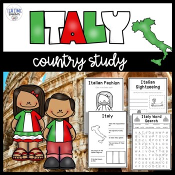 Preview of Italy Country Study Lesson PowerPoint and Worksheet Booklet