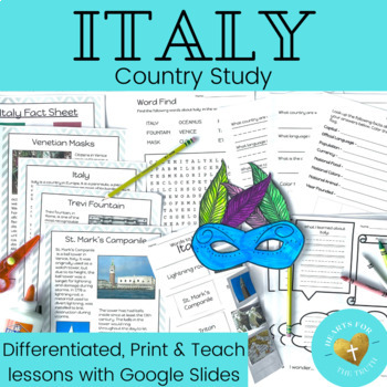 Preview of Italy Country Study - Print & Teach Lesson - Reading Passages & Activity Pages
