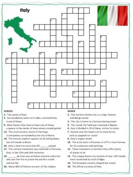Italy Crossword Puzzle Word Search Combo TPT