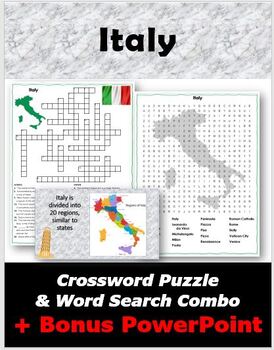Preview of Italy Crossword Puzzle & Word Search Combo + Bonus PowerPoint