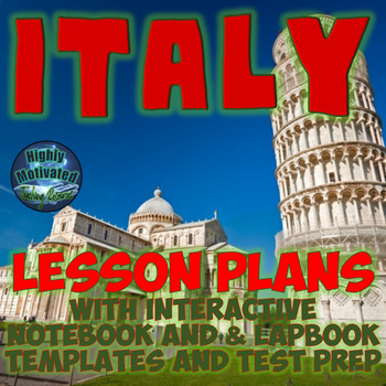 Preview of Italy Mega Lesson Plans Bundle with Interactive Notebook Activities & Test Prep