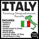 Italy Reading Comprehension Worksheet Bundle Country Studi