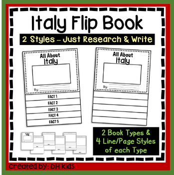 Preview of Italy Report, Geography Flip Book Research Project, Country Report