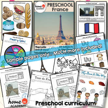 France - Weekly Preschool Curriculum Unit for Preschool, PreK or Homeschool