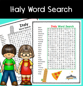 Italy Word Search Puzzle! by LailaBee | TPT
